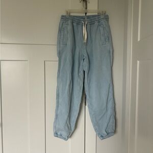 Aerie Blue cotton light wash denim jogger sweatpants
